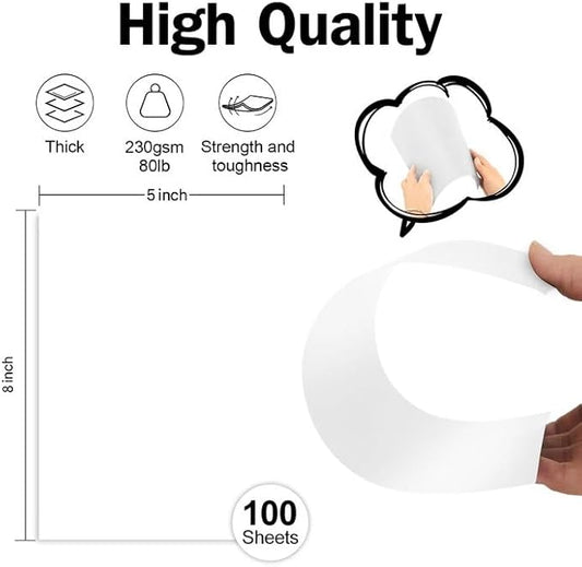 100 Pack White Blank Cardstock 5x8 Thick Paper,Goefun 80lb Flat Cards Stock Printer Paper for Invitations, Postcards, Photos, DIY Card Making