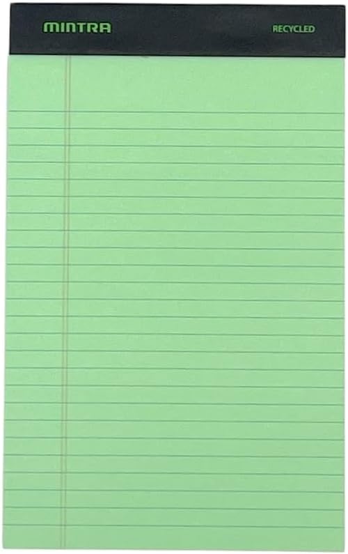 Mintra Office Recycled Writing Pads 6pk (Green, Junior (5in x 8in))