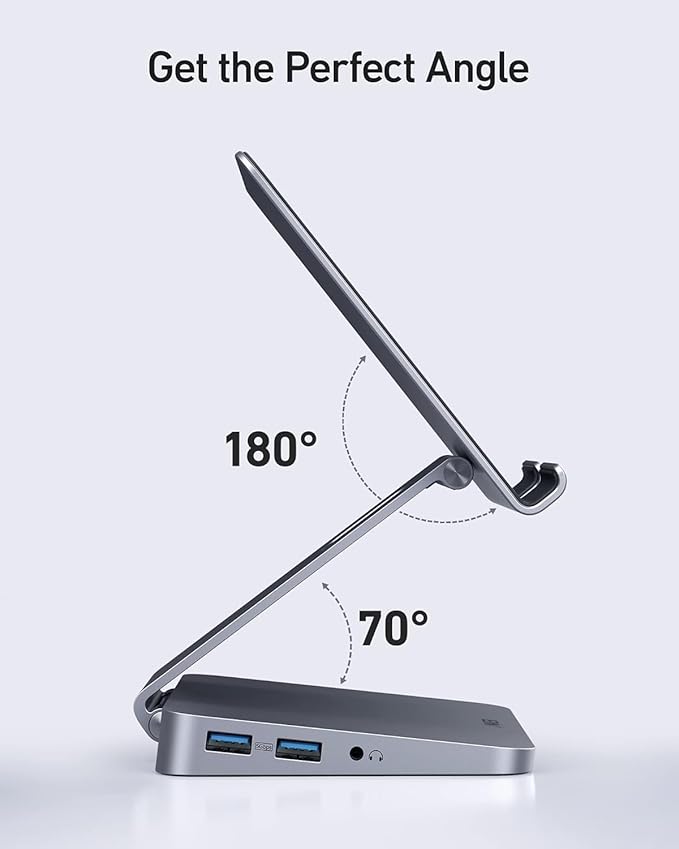 Anker USB C Hub for iPad, 551 USBC Hub (8-in-1), with Foldable Tablet Stand, 4K HDMI, 2 USB-A Data Ports, for iPad Pro 5th Gen/Air 5th Gen/Mini 6th and Later (Silver)