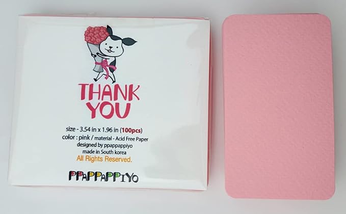 PPAPPAPPIYO 3.5x2 Blank color index cards (100) Paper - Blank (pink)