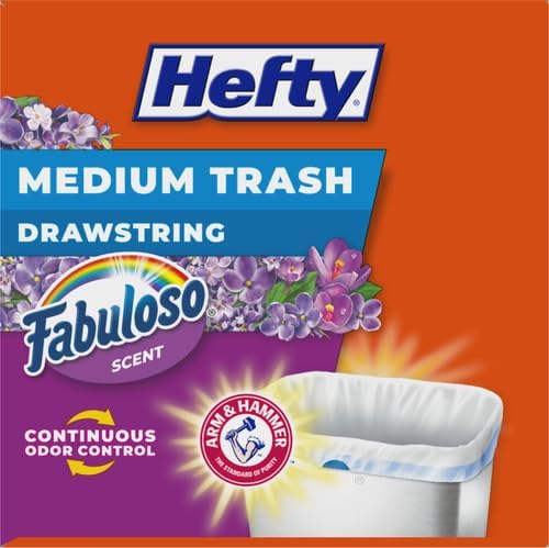 Hefty Medium Trash Bags, Fabuloso Scent, 8 Gallon, 26 Count (Pack of 2)