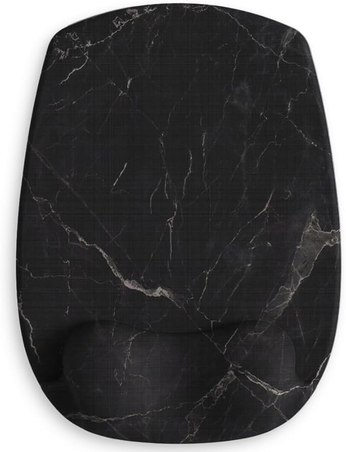 ErgoFlow Gel Wrist Rest Mouse Pad-Ergonomic Cushion for Desk, Cute Aesthetic Computer Decor for Women,Small Mousepad Mat&Laptop Pads-Office,Home Wireless Support&Ergo Accessories (08Black Marble)