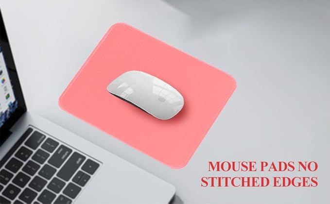 Mouse Pads, 3 PCS,Light Pink Standard Mouse Pads, Office and Gaming,Stitched Edges, Rubber Anti Slip Base Mouse pad, Dirt Resistant, Durable, Square, 10.2 inches x 8.3 inches x 0.12 inches