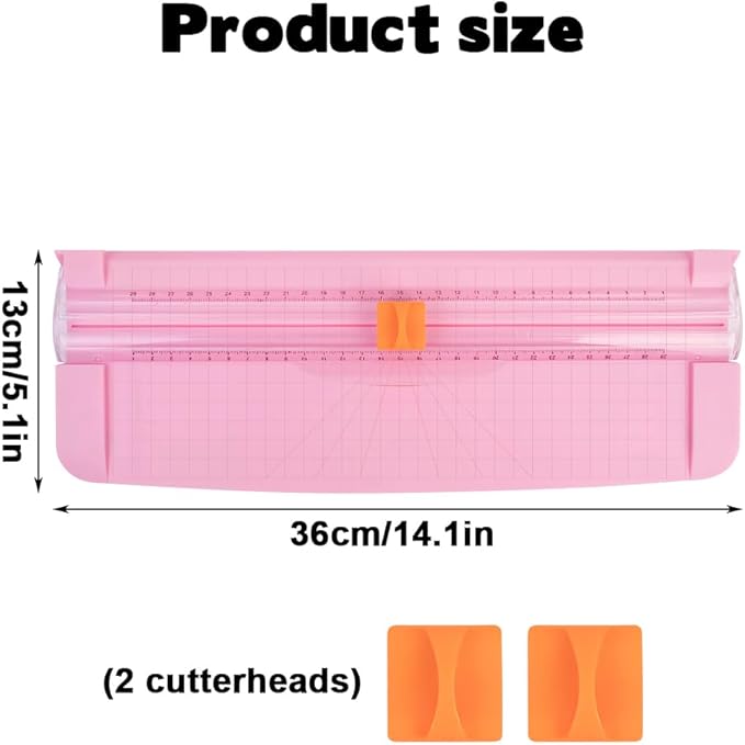 A4 Paper Cutter, 15.7 Inch Paper Craft Cutter with 2-Pack Security Blade, Paper Slicer Scrapbooking Tool for Christmas Cut Gift Card, Coupon, Label, Cardstock, Photo, Craft Paper (Pink)