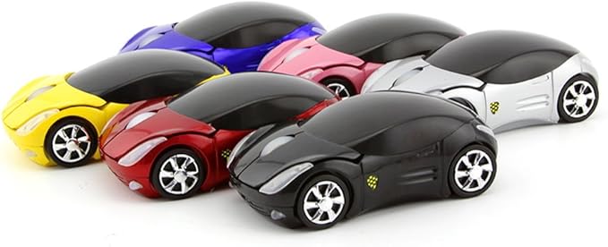 Usbkingdom 2.4GHz Wireless Mouse Cool 3D Sport Car Shape Ergonomic Optical Mice with USB Receiver for PC Laptop Computer Women Small Hands (Red)