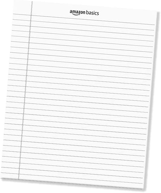 Amazon Basics Legal/Wide Ruled 8-1/2 by 11-3/4 Legal Pad, White, 600 Count (12 Pack of 50 Sheets)