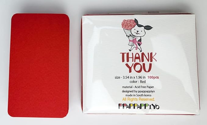 PPAPPAPPIYO 3.5x2 Blank color index cards (100) Paper - Blank (red)