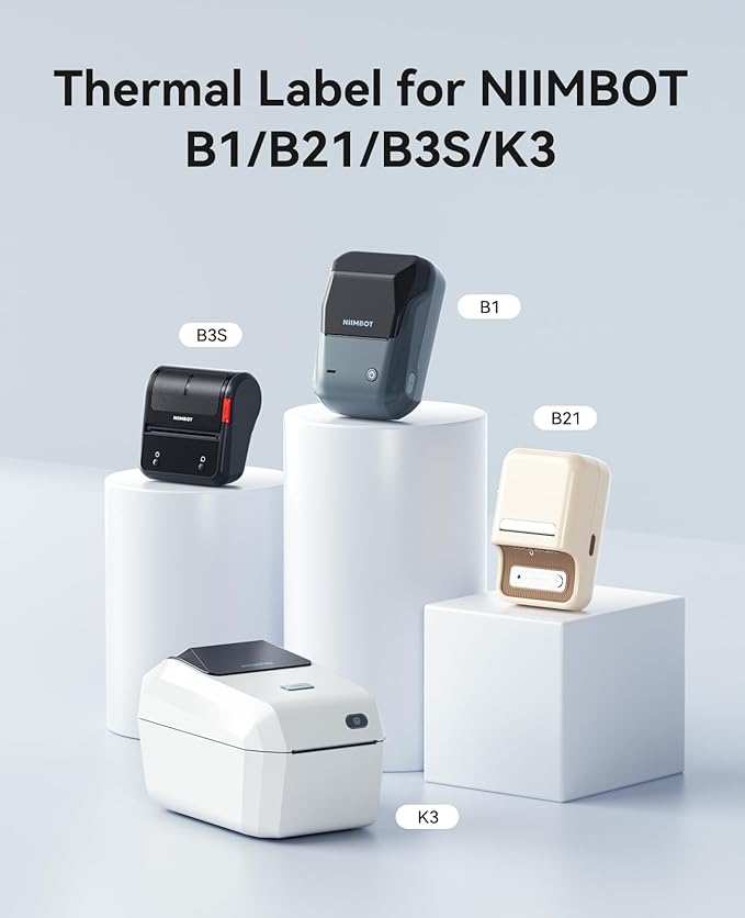 3 Rolls Round Clear Labels for NIIMBOT B1 B21 B3S K3 Label Maker, 2'' x 2'' (50x50mm) Printer Labels, Food Labels for Jars, Personalized Editable Labels for Home/School/Office