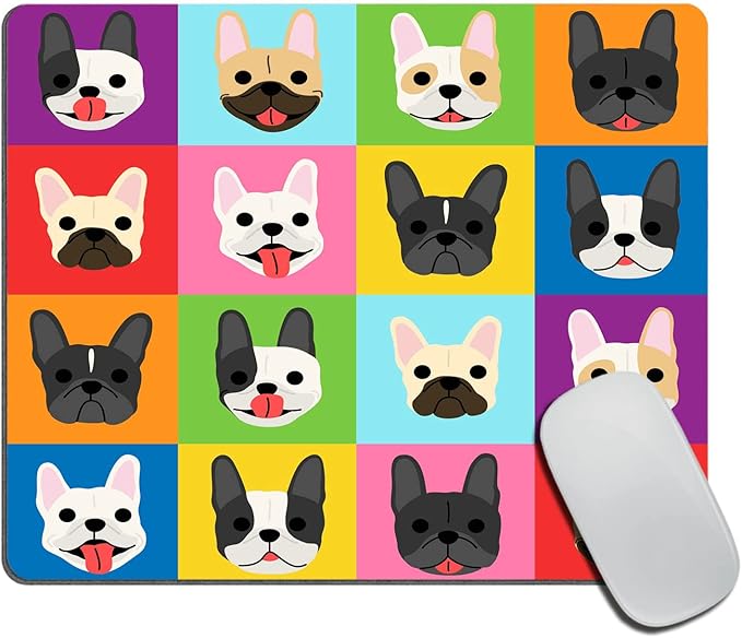Mouse Pad, French Bulldog Pattern Mouse Pad, Personalized Rectangle Mousepad Customized Mouse Pads with Designs Non-Slip Rubber Smooth MousePads for Computer Laptop Pretty Marble