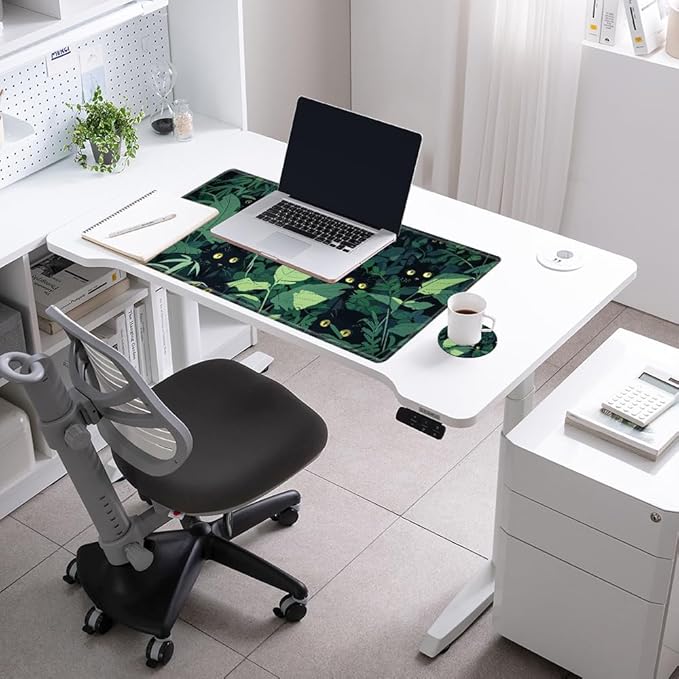 Gaming Mouse Pad Black Cute Cat Desk Mat Large Mousepad 31.5''X15.75'' Desk Pad XXL Computer Mat Big Non-Slip Mouse Mat for Women Office Work Home