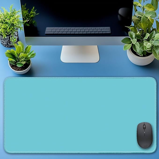 Large Mouse Pad, Non-Slip Desk Blotter, Office Desk Mat, Desk Pad Protector, Laptop Desk Pad, Desk Writing Pad for Office and Home, Cyan, 24x12 inch