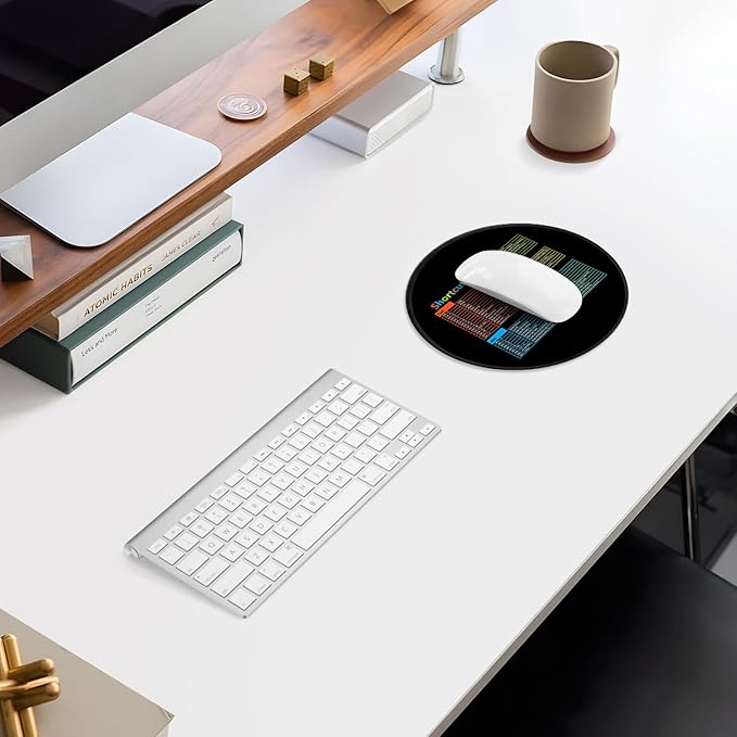ITNRSIIET Mouse Pad Non-Slip Rubber Base Smooth Surface Stitched Edges Waterproof Durable Compatible with All Mice for Office & Gaming, Desk Accessory, Diameter 8.7 inch, WinShortcuts