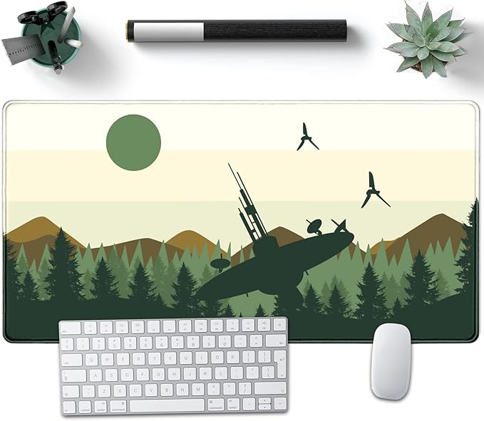 Spaceship XXL Large Gaming Mouse Pad Desk Mat Pad Non-Slip Rubber Base Desk Matt for Desktop Big Full Mousepad Computer Keyboard and Mouse Mat Extended Mouse Pad 31.5x15.7In