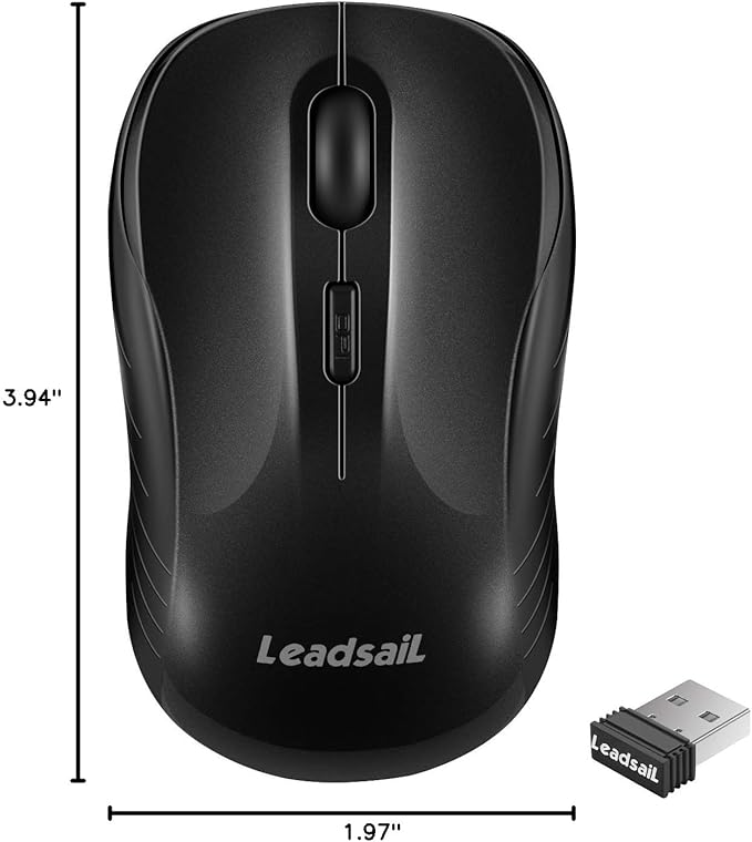 LeadsaiL Wireless Mouse Silent 2.4G USB Computer Compact Optical Cordless Mini Quiet Mice, Noiseless, 4 Buttons, 3 Adjustable DPI Mobile for PC/Laptop/Windows/Mac/Linux