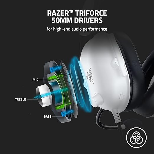 Razer BlackShark V2 X Gaming Headset: 7.1 Surround Sound - 50mm Drivers - Memory Foam Cushion - for PC,Mac,PS4,PS5,Switch - 3.5mm Audio Jack - White,(Pack of 8)