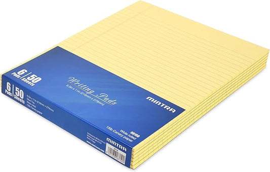 Mintra Glue Top Writing Pads (Letter (8.5in x 11in) - Wide, Canary)