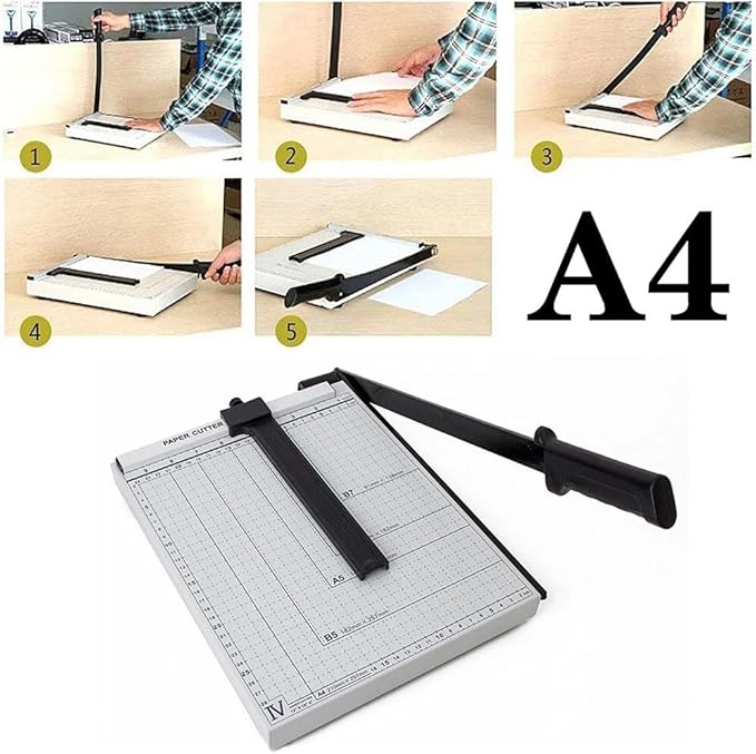 Guillotine Paper Cutter and Trimmer with Various Cut Length, Multi Sheet Capacity, Heavy Duty Blade for Photo Craft Cardstock, Large Paper Cutter for Home or Office