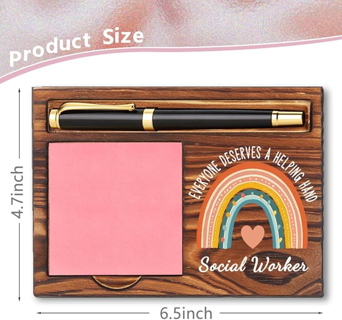 Social Worker Appreciation Gift, Sticky Note Holder with Inspirational Quote for Desk, Thank You Office Decor for Social Worker Women Men, Self-Stick Note Pad Organizer YB382