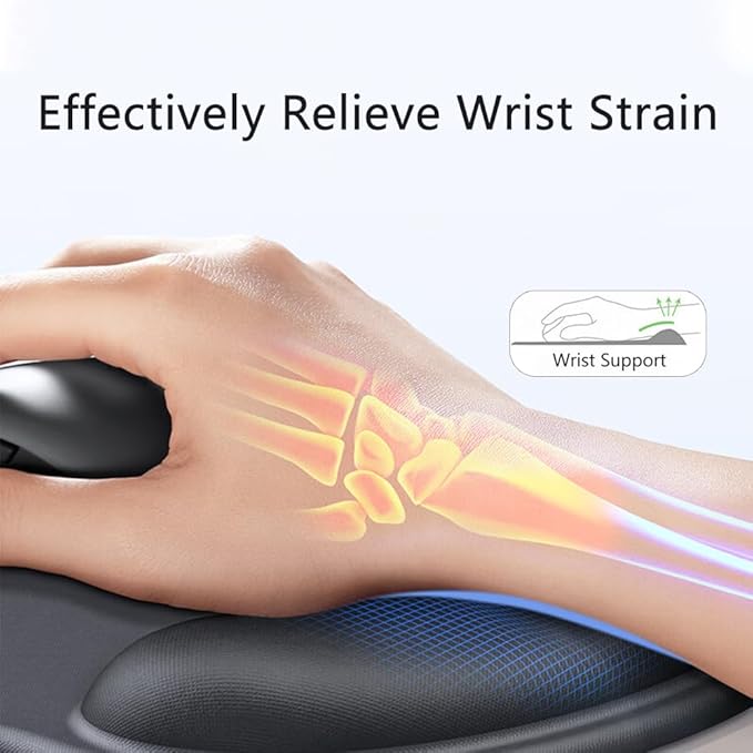 Ergonomic Mouse Pad with Wrist Rest, Gel Wrist Support Mousepad, Pain Relief Laptop Computer Mouse Pad, Non-Slip Mouse Pads for Office & Home (Light Pink)