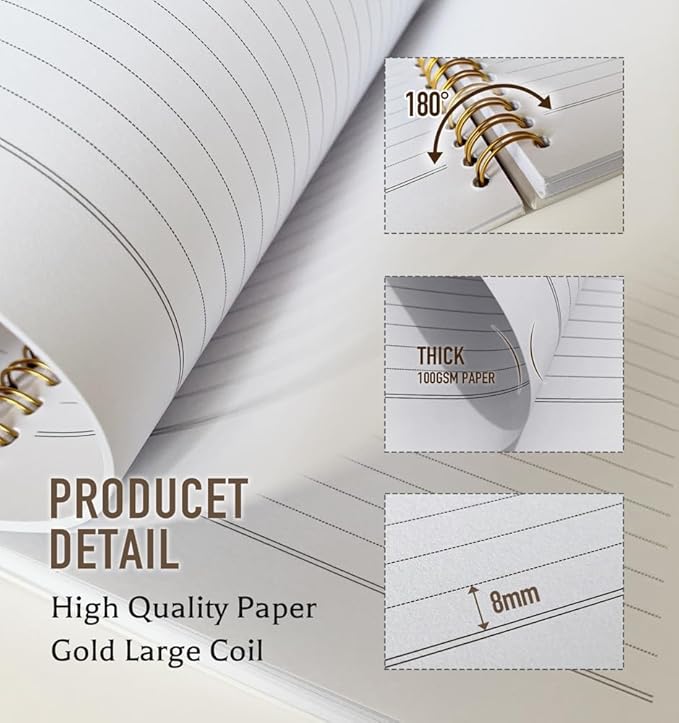 Spiral Notebook for Women-Inspirational Daily Journal For Women Men Friends Gifts On Birthday Christmas Mother's Day, To Create A Better World Gold Spiral Bound HardcoverNotebooks,5.8"x8.3"