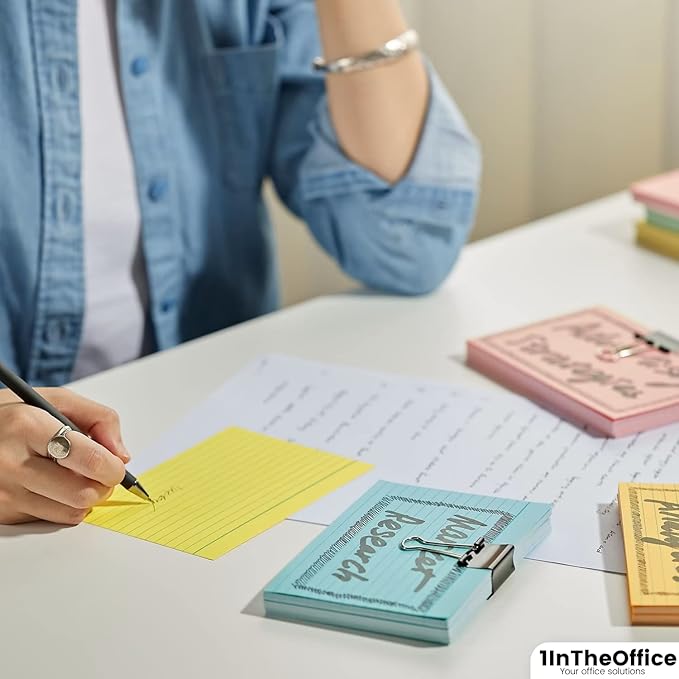 1InTheOffice Index Cards 4x6 Ruled, Pastel Colored Index Cards, Assorted 300/Pack