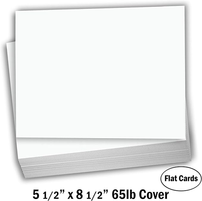Hamilco White Cardstock Index Cards – 5.5" x 8.5", 65 lb Cover, Flat Blank Note & Study Cards, Printable Cardstock, 100 Pack