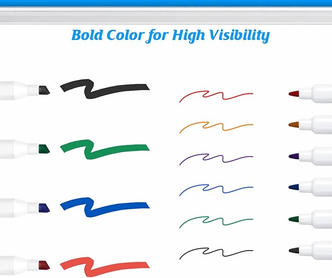 maxtek Low Odor Dry Erase Markers Mixed Tip, Whiteboard Markers Set 10 Count with 1 Magnetic Eraser