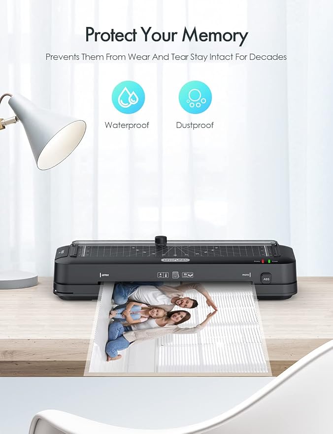 Teacher Laminator Kit, 5-in-1 Laminator with Built-in Paper Trimmer, Hole Punch & Corner Rounder, 50 Laminating Pouches, Fast 3-Min Warm-Up, Jam-Free for Teacher or Craft