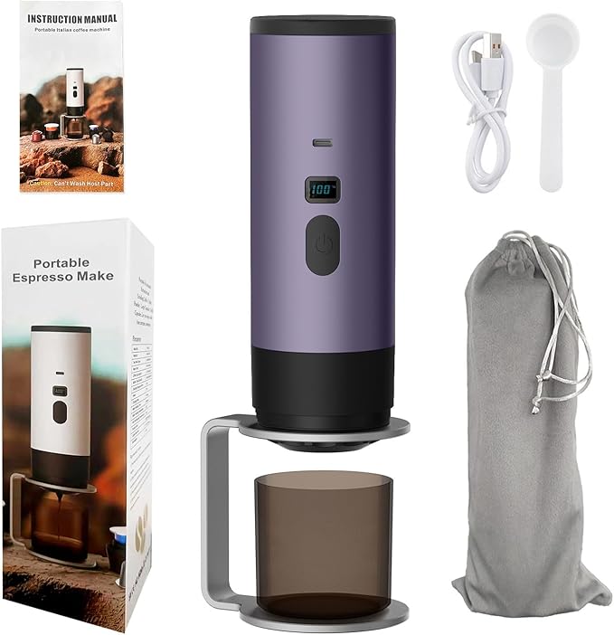 3-in-1 Single Serve Coffee Maker,Wireless Protable Coffee Machine Vacuum Pressured,Automatic Extraction and Real-time Heating Vacuum Coffee Maker for Travelling(Purple)