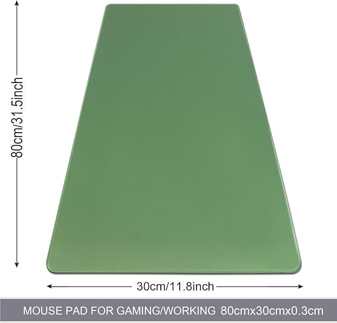 Gaming Mouse Pad,Large Mouse Pad Size 31.5x11.8 Thickness 0.12 in,Premium-Textured Non-Slip & Waterproof Computer Mousepad with Stitched Edges for Gaming,Office & Home-80x30 Olivegreen014