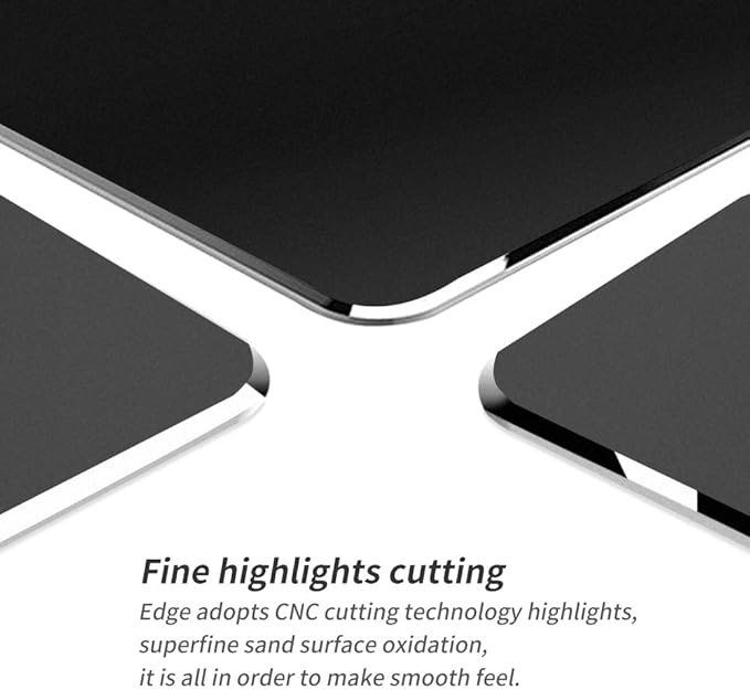 Vaydeer Hard Metal Aluminum Mouse Pad Clear Modern Smooth Magic Ultra Thin Double Side Design Mouse Mat Waterproof Fast and Accurate Control Compatible for Gaming and Office, Black, 11.81X9.45 Inch