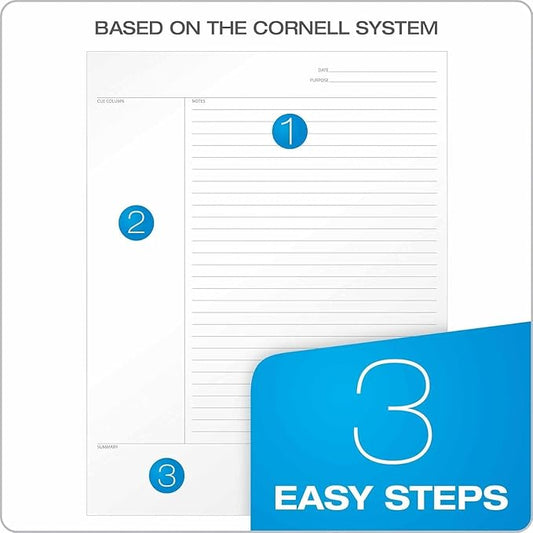 Pendaflex Oxford Focus notes Legal Pad - Cornell Notepad for Note Taking - 8-1/2" X 11-3/4"- Pack of 6 Notepads For Work - 50 Sheets