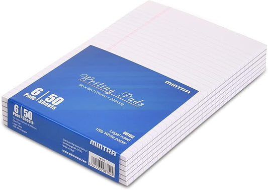 Mintra Glue Top Writing Pads (Junior (5in x 8in) - Narrow, White)