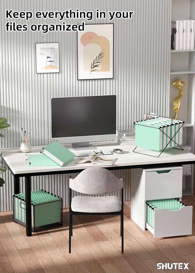 Extra Capacity Plastic Hanging File Folders,12 Pack Reinforced Hang Folder,Heavy Duty 2 Inch Expansion,Filing Cabinet Folders Letter Size for Bulk Files/Medical Charts(Sage Green)