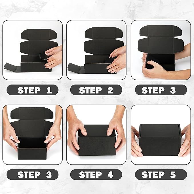 Small Shipping Boxes 13x10x2 Inches – Black Corrugated Cardboard Boxes (20-Pack) for Mailing, Packing, Small Business & Gift Packaging - Recyclable & Sturdy