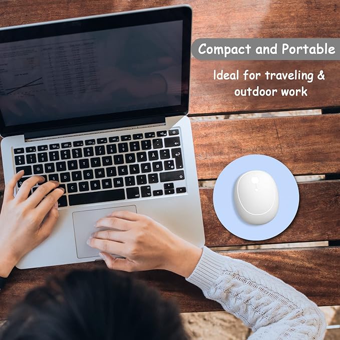 Dapesuom Small Mouse Pad, 6 x 6 Inch Thick Rubber Premium-Textured Non-Slip Portable & Washable Round Mini Mouse Mat for Women Men Wireless Laptops Keyboard Tray Gaming Work Computer Travel, Sky Blue
