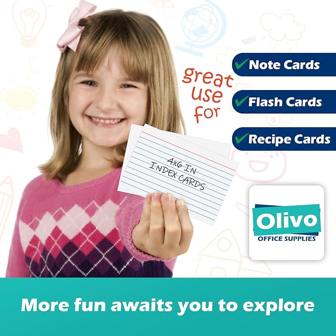 Purple Index Cards 4x6 Lined Ruled Flash Note Cards 100 Count, 220 GSM Heavy Weight