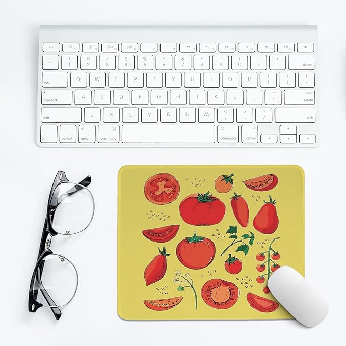 Yellow Tomato Mouse Pad,Summer Cottagecore Mouse Pads,Girly Summer Fruits Decor Desk Mat for Home Office Dorm Desktop,10.2x8.2 Inch