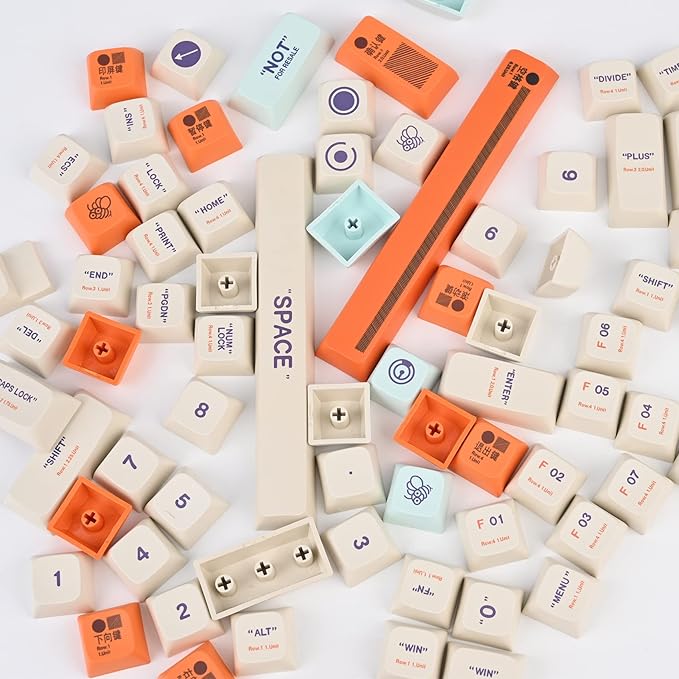 Guffercty kred XDA Profile Keycaps Set 142-Key Retro Plastic Theme keycaps for 60% 65% 100 Cherry Mx Gaming Keyboard (Plastic)