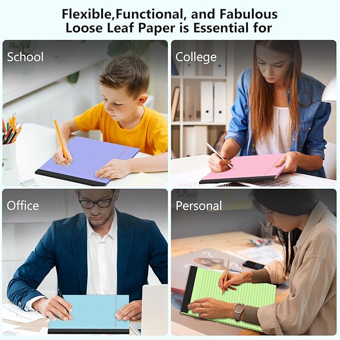 Legal Pads 8.5 x 11, Wide Ruled Paper, 12 Pack Note Pads 8.5 x 11, Colored Legal Pads, Pink Writing Pad, Multicolor Notepad with Sturdy White Back, 30 Sheets/Pad, Lined Paper for School, Home, Office