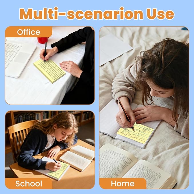 300PCS Index Cards 3 x 5 Inch, Yellow Flash Cards, Lined Flashcards Notecards, Flash Cards for Studying, Ruled Front and Blank Back, Note Cards for Office, Home and School