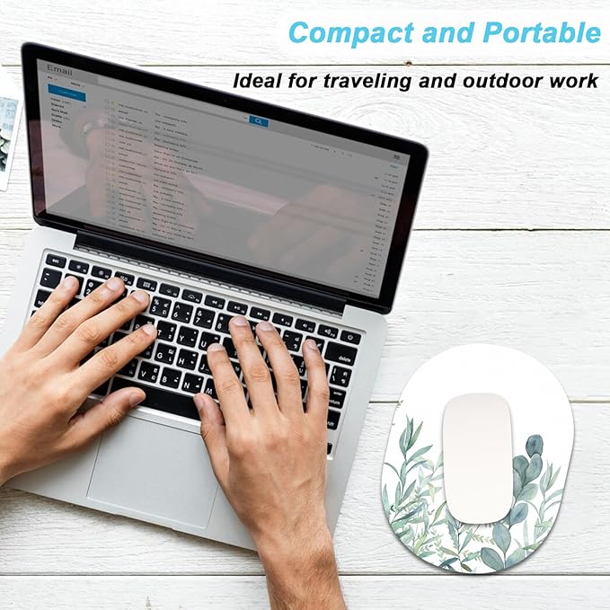 Rimilak Small Mouse Pad 6 x 8 Inch, Takes up Wrist and Mouse Space, Waterproof Compact Mini Mouse Mat for Laptop Computer Wireless Mouse Keyboard Home Office Travel,Green Leaves