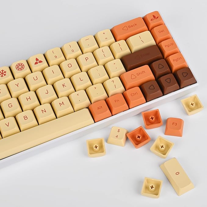 Guffercty kred XDA Profile Keycaps Set 142-Key Retro PBT keycaps for 60% 65% Cherry Mx Gaming Keyboard (Yellow Flash)