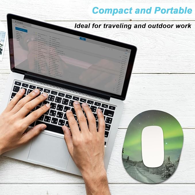 Rimilak Small Mouse Pad 6 x 8 Inch, Takes up Wrist and Mouse Space, Waterproof Compact Mini Mouse Mat for Laptop Computer Wireless Mouse Keyboard Home Office Travel,Green Light