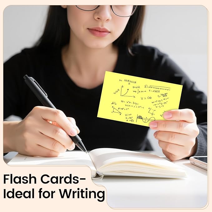 Index Cards 3x5 Inch, 300sheets, Flash Cards, Blank Yellow Note Cards Paper For Studying, Schools Supplies, College, Office And Home Organization, Note Taking Supplies