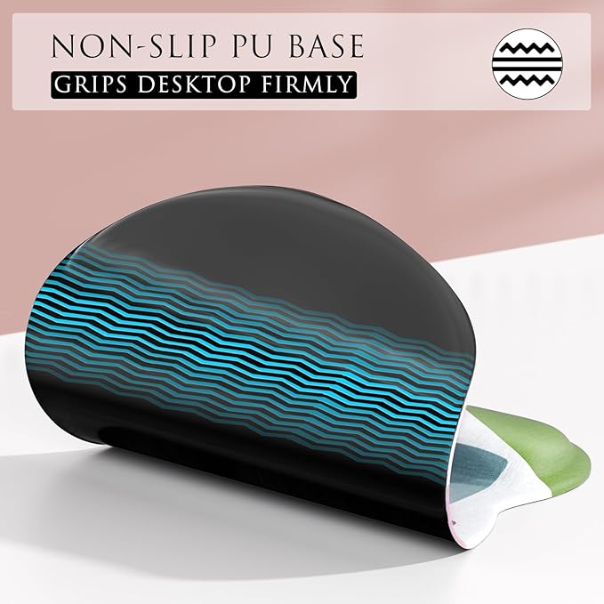 MROCO Ergonomic Mouse Pad with Gel Wrist Rest, Smooth Wrist Support Surface, Non-Slip PU Base for Pain Relief, Comfortable Mousepad for Computer, Laptop, Office & Home, 9.4 x 8.1 in, Pastel Petals