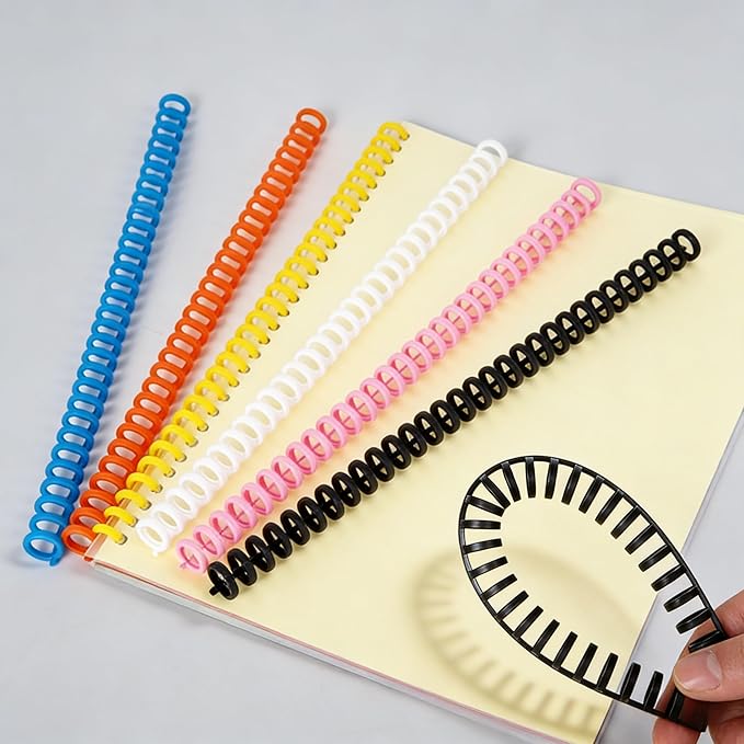 30 Hole Punch Binding Machine, Multi Hole Sliding Puncher for A4 A5 A6 A7 B5 B6 B7 Loose Leaf Notebooks DIY Projects, 6-Sheet Capacity, 6 Binding Strips, 1 Coil Spiral Opener, 1 Fixing Clip