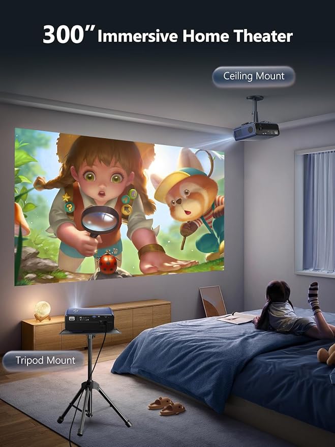 4K HDR Gaming Projector with Google TV, 2200 ANSI LED Proyector Daylight, 60Hz Low Latency Console Ready, HDMI ARC & DB Audio, WiFi6 Bluetooth, Auto Focus/Keystone, Ceiling Mount for Esports Streaming