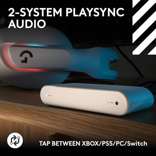 Logitech G Astro A20 X Lightspeed Wireless Gaming Headset for PS5, Xbox, Nintendo Switch/Switch 2, PC with 2-System PLAYSYNC Audio, Bluetooth, LIGHTSYNC RGB, and 48 kHz Boom Mic - White