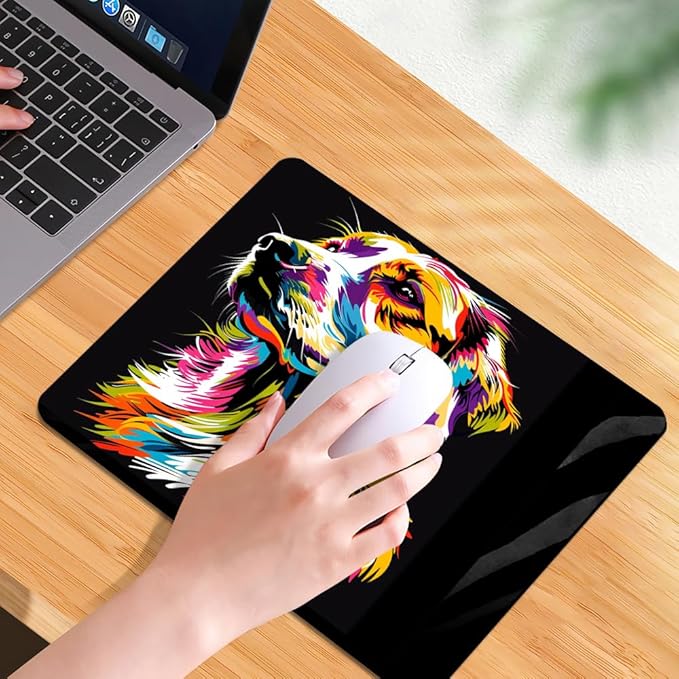 Square Mouse Pad Colorful Dog Portrait-1,Gaming Mouse Pads for Desk,Soft Computer Waterproof Non-Slip Mouse Mat